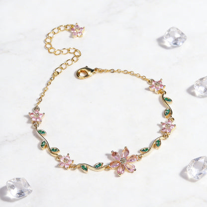 🌼Damenarmband mit Kirschblüten-Strass🌸