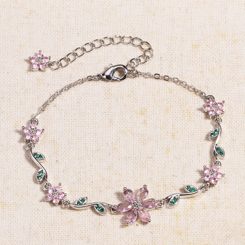 🌼Damenarmband mit Kirschblüten-Strass🌸