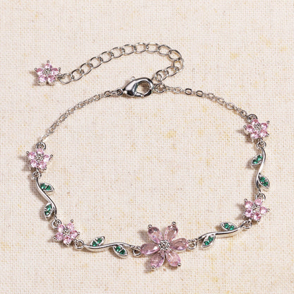 🌼Damenarmband mit Kirschblüten-Strass🌸