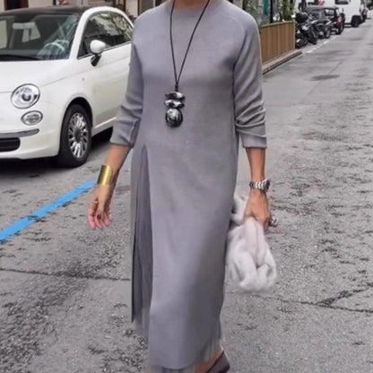 Elegantes Strick-Midikleid für Damen mit Seitenschlitz