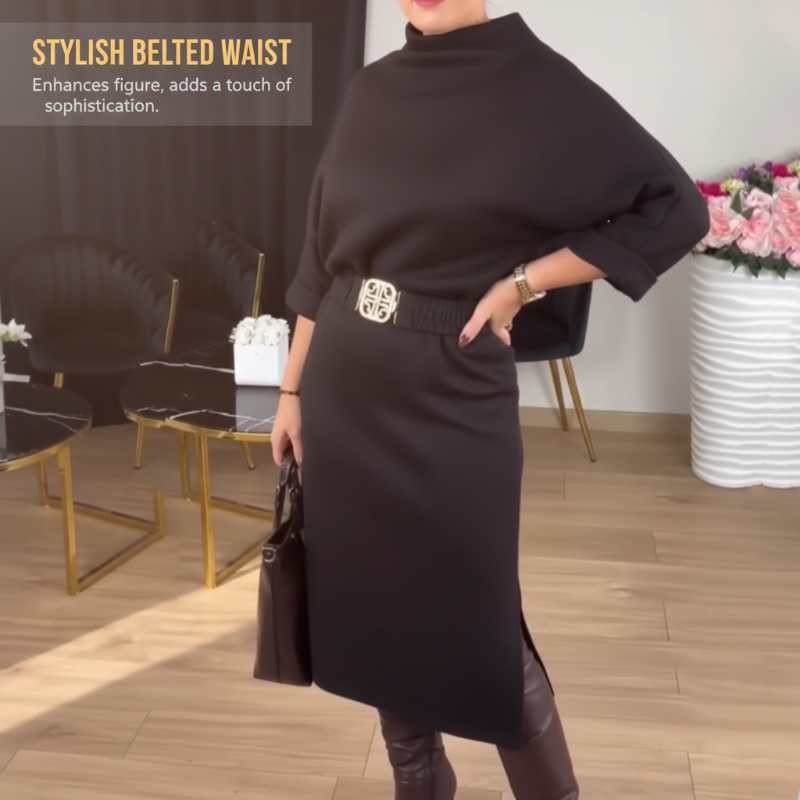 Damenkleid in lockerer Passform mit Schlitz