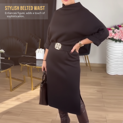 Damenkleid in lockerer Passform mit Schlitz