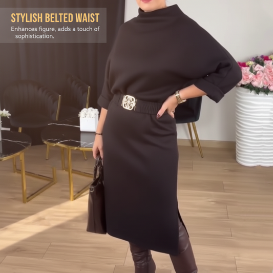 Damenkleid in lockerer Passform mit Schlitz