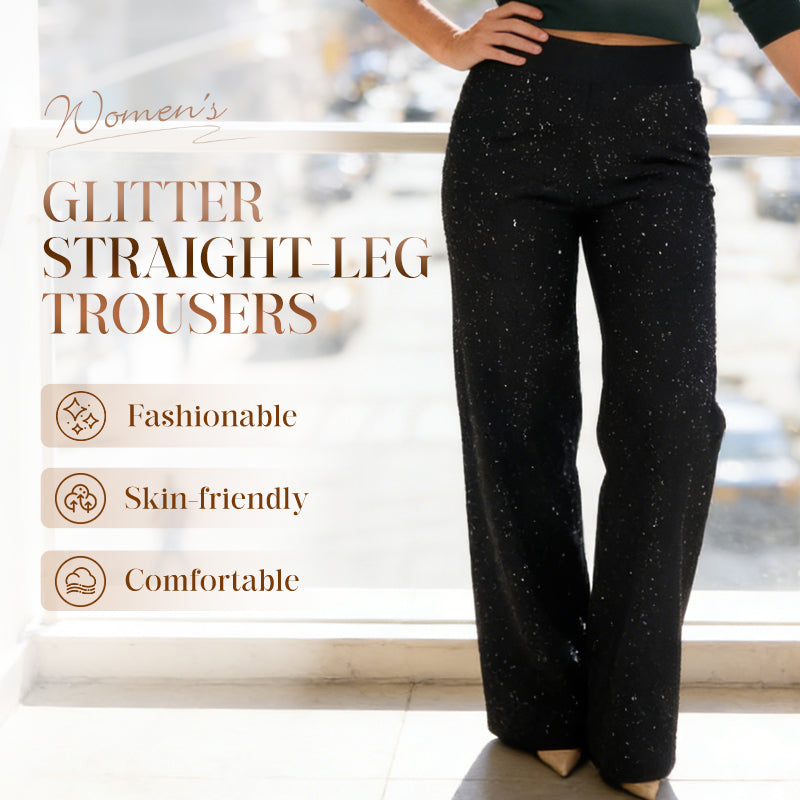 Hoch taillierte Glitzerhose mit geradem Bein
