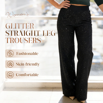 Hoch taillierte Glitzerhose mit geradem Bein