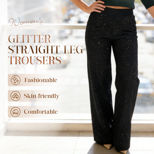 Hoch taillierte Glitzerhose mit geradem Bein