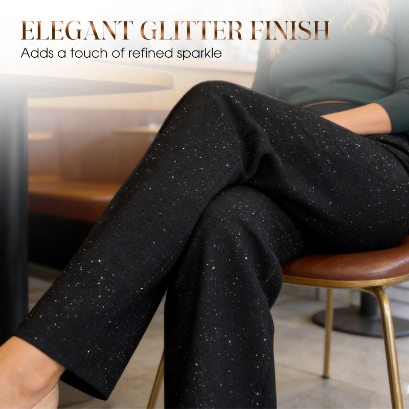 Hoch taillierte Glitzerhose mit geradem Bein