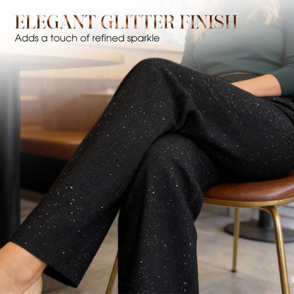 Hoch taillierte Glitzerhose mit geradem Bein