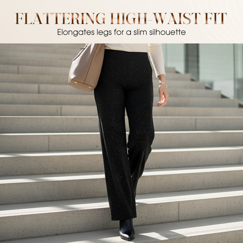 Hoch taillierte Glitzerhose mit geradem Bein