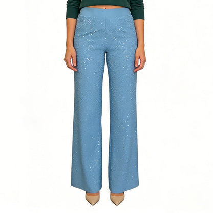Hoch taillierte Glitzerhose mit geradem Bein