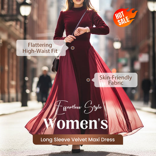 Langärmliges Maxikleid aus Samt für Damen