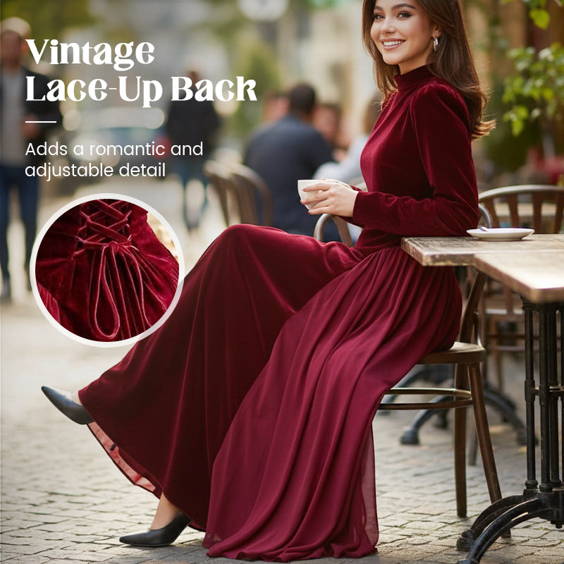 Langärmliges Maxikleid aus Samt für Damen