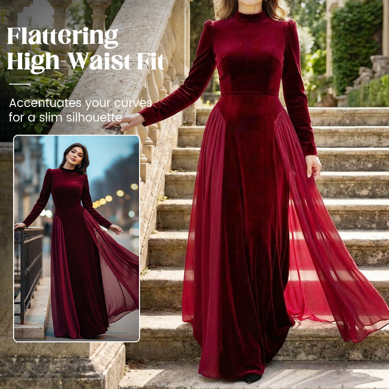 Langärmliges Maxikleid aus Samt für Damen