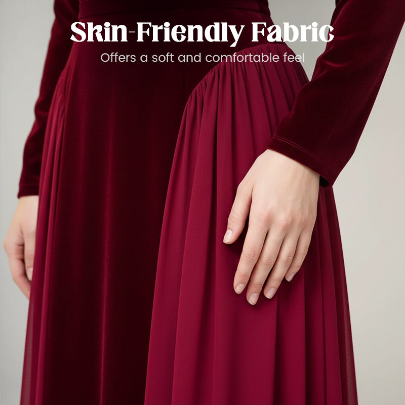 Langärmliges Maxikleid aus Samt für Damen