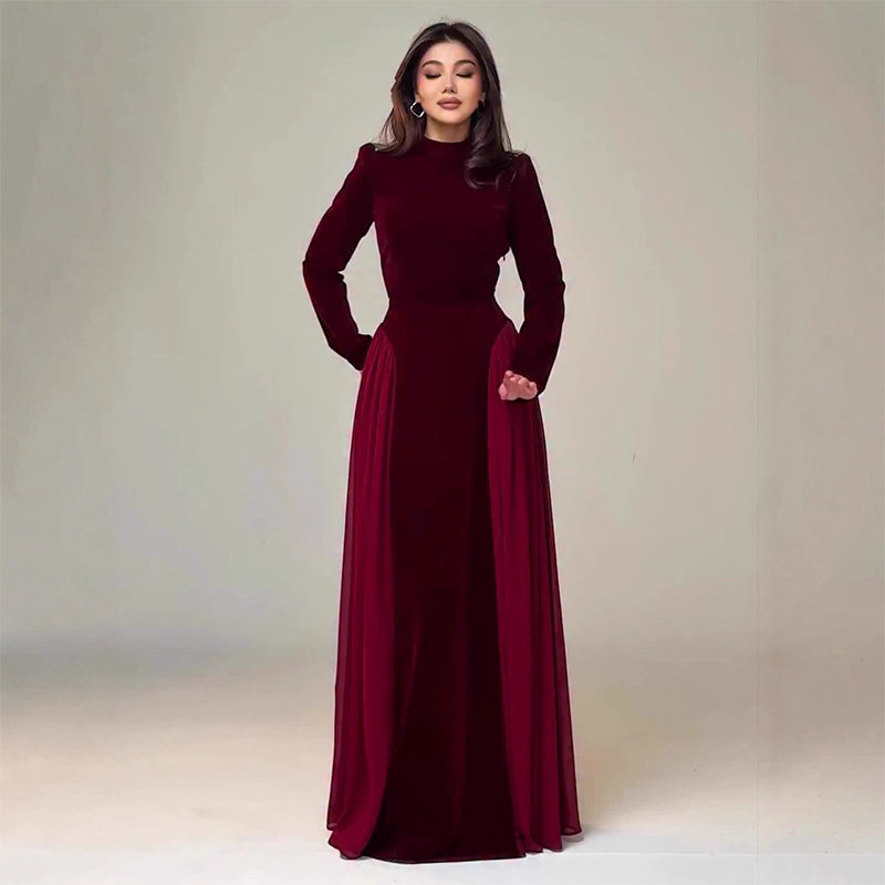 Langärmliges Maxikleid aus Samt für Damen