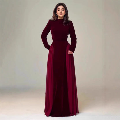Langärmliges Maxikleid aus Samt für Damen