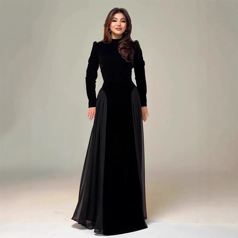 Langärmliges Maxikleid aus Samt für Damen