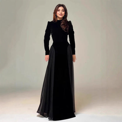 Langärmliges Maxikleid aus Samt für Damen