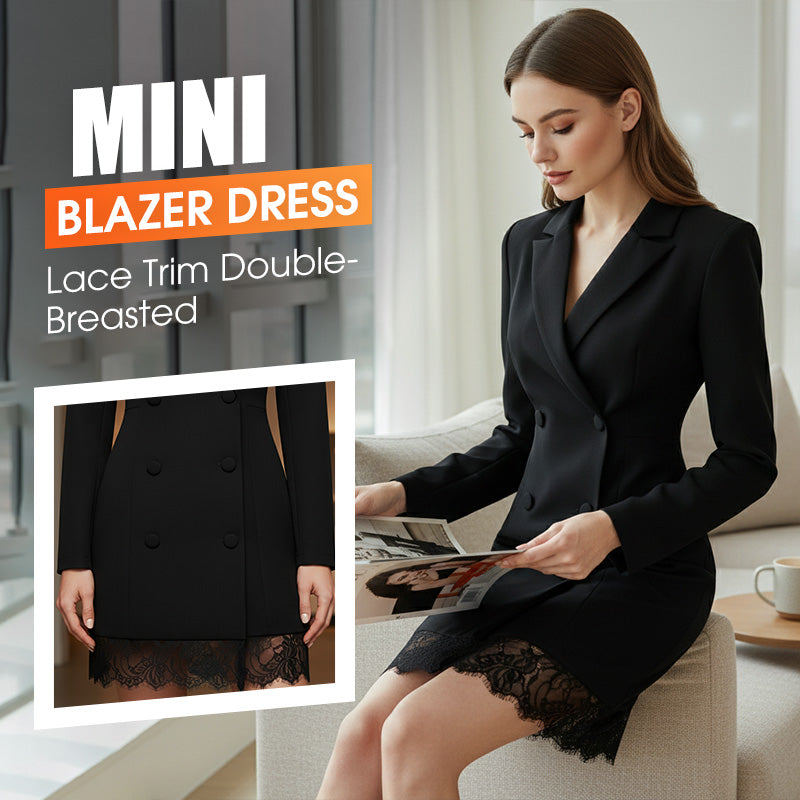Mini-Blazer-Kleid mit Spitzenbesatz und doppelter Knopfleiste