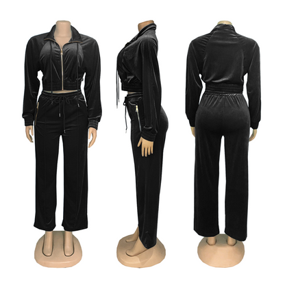 Kurzes Sweatshirt- und Hosen-Set für Damen