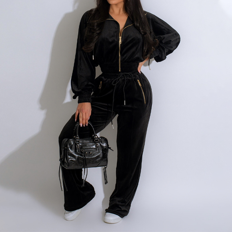 Kurzes Sweatshirt- und Hosen-Set für Damen