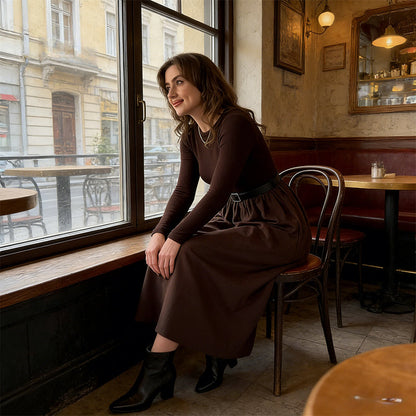Elegantes geripptes Maxikleid für Damen
