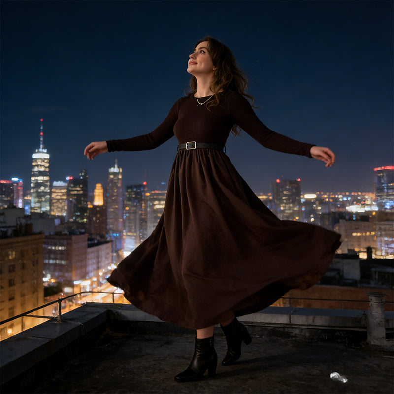 Elegantes geripptes Maxikleid für Damen