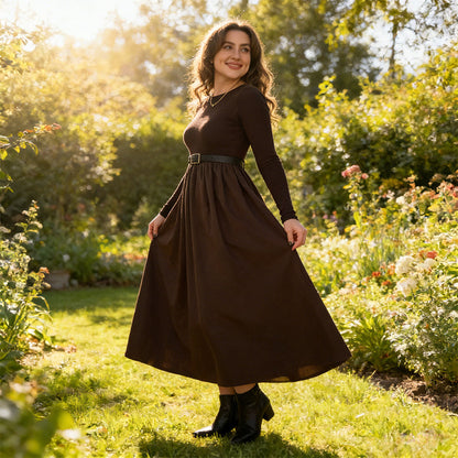 Elegantes geripptes Maxikleid für Damen