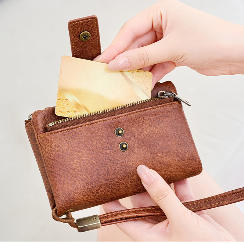 🔥Zeitlich begrenztes Angebot – Damen-Geldbörse im Retro-Stil mit RFID-Schutz, dreifach gefaltet