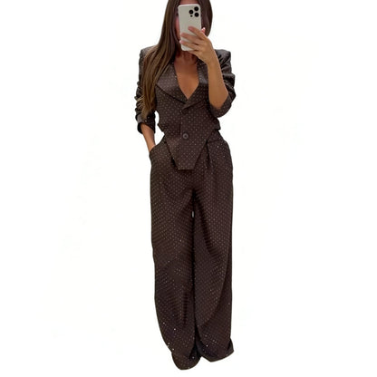 Asymmetrischer Blazer mit Revers und Hose für Damen
