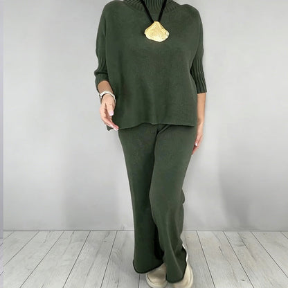 Damen-Set aus hochgeschlossenem Oberteil mit halben Ärmeln und Hose