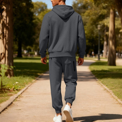 2-teiliges Set aus warmer Kapuzenjacke mit Reißverschluss und Hose für Herren