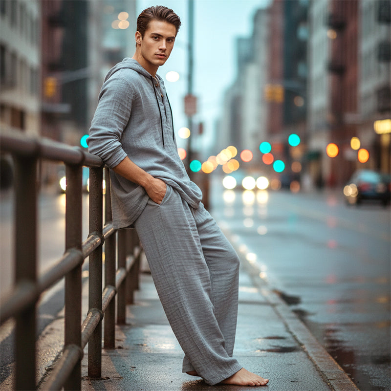 Herrenpullover und Hose in lockerer Passform – 2-teiliges Set