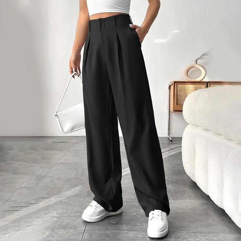 Damenhose mit hoher Taille und weitem Bein