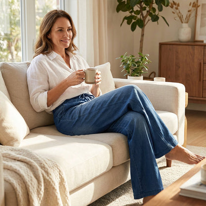 🥰Damen-Jeans mit weitem Bein und Kordelzug in der Taille