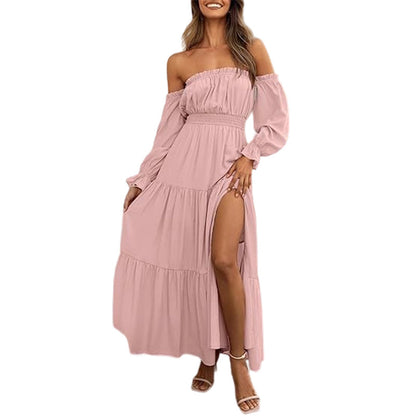 Damenkleid mit schulterfreiem Ausschnitt und hoher Taille🔥Kauf 2 Artikel versandkostenfrei🔥