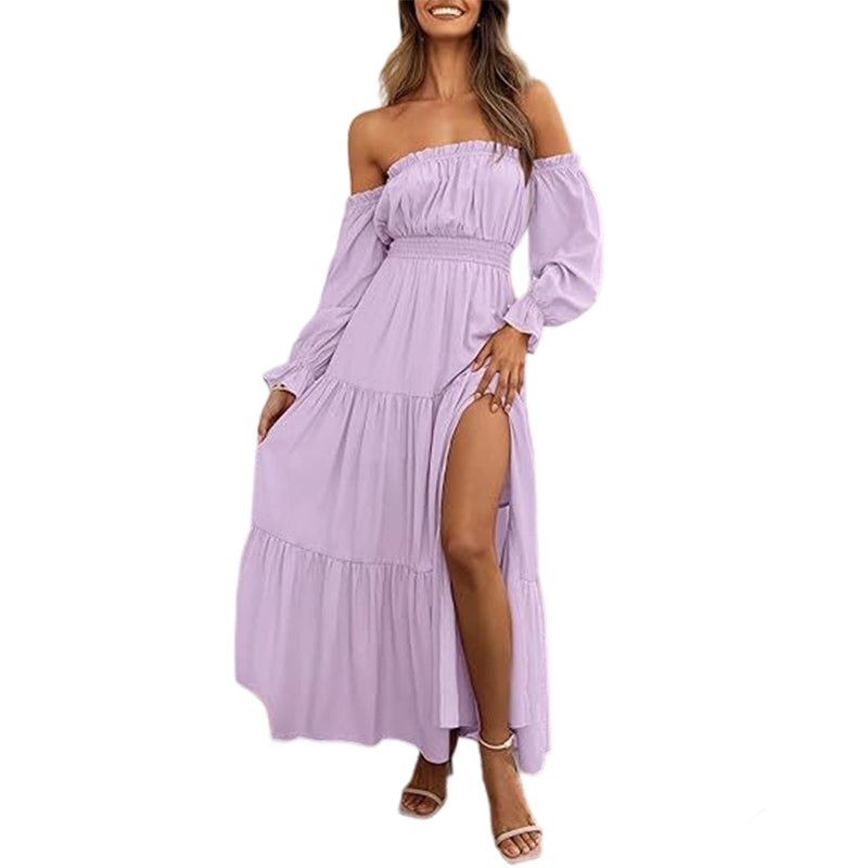 Damenkleid mit schulterfreiem Ausschnitt und hoher Taille🔥Kauf 2 Artikel versandkostenfrei🔥