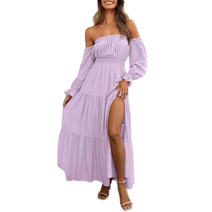 Damenkleid mit schulterfreiem Ausschnitt und hoher Taille🔥Kauf 2 Artikel versandkostenfrei🔥