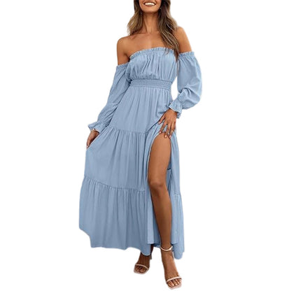 Damenkleid mit schulterfreiem Ausschnitt und hoher Taille🔥Kauf 2 Artikel versandkostenfrei🔥