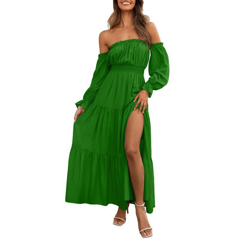 Damenkleid mit schulterfreiem Ausschnitt und hoher Taille🔥Kauf 2 Artikel versandkostenfrei🔥