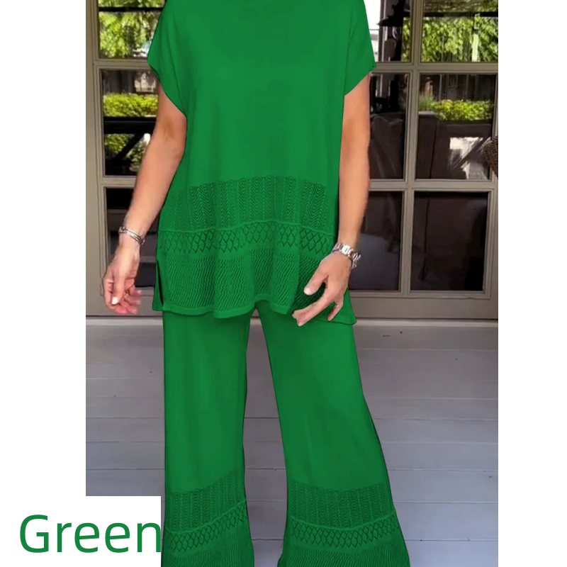 🎀50% Rabatt 🎀Zweiteiliges Set aus kurzärmeligem Oberteil und Hose für Frauen in Uni-Farbe