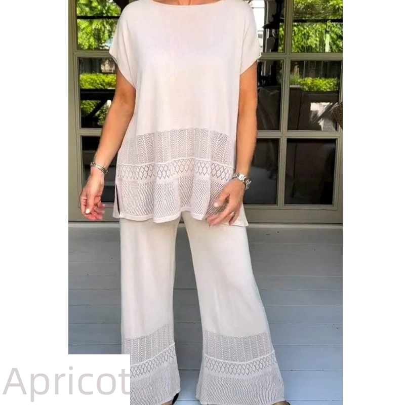 🎀50% Rabatt 🎀Zweiteiliges Set aus kurzärmeligem Oberteil und Hose für Frauen in Uni-Farbe
