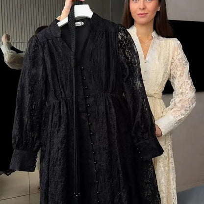 📢📢50 % Rabatt!! ⏰Vintage besticktes Kleid mit Laternenärmeln