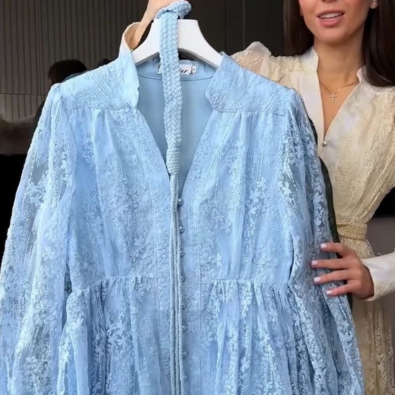 📢📢50 % Rabatt!! ⏰Vintage besticktes Kleid mit Laternenärmeln