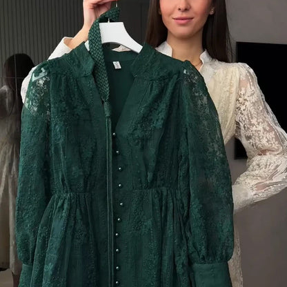 📢📢50 % Rabatt!! ⏰Vintage besticktes Kleid mit Laternenärmeln