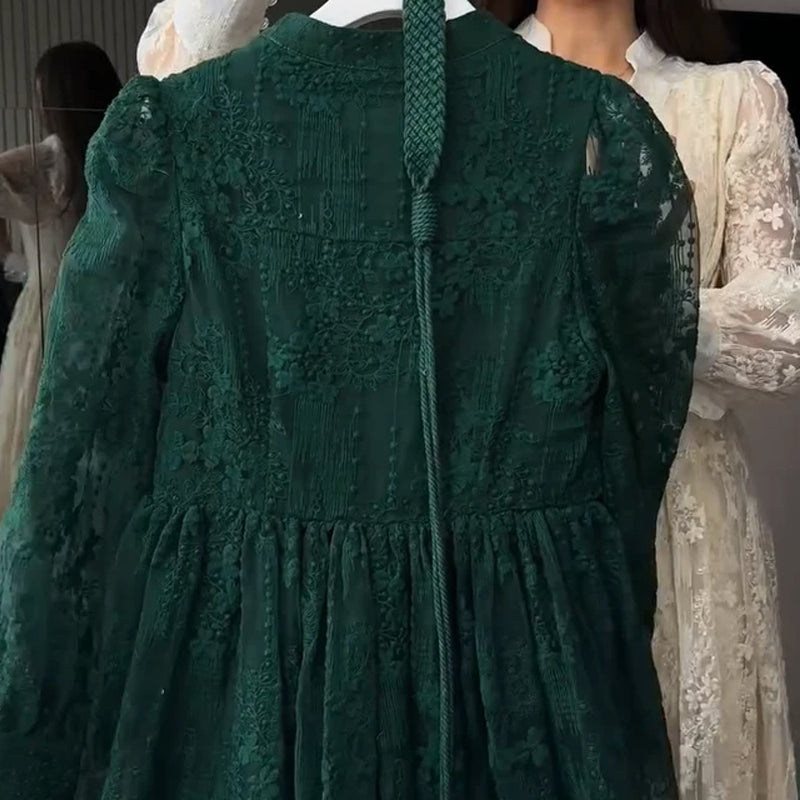 📢📢50 % Rabatt!! ⏰Vintage besticktes Kleid mit Laternenärmeln