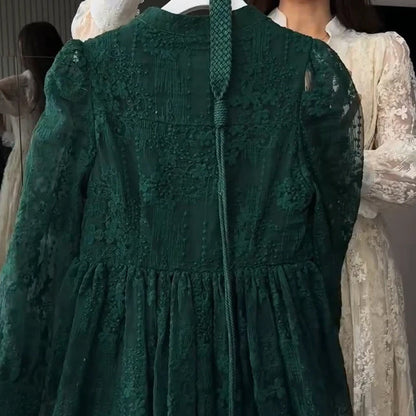 📢📢50 % Rabatt!! ⏰Vintage besticktes Kleid mit Laternenärmeln