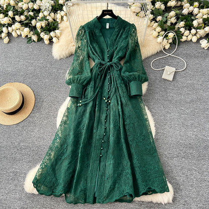📢📢50 % Rabatt!! ⏰Vintage besticktes Kleid mit Laternenärmeln