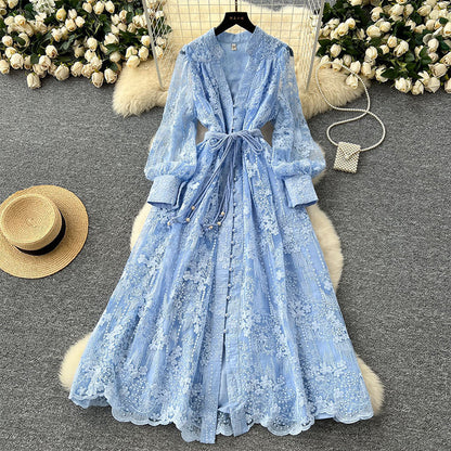 📢📢50 % Rabatt!! ⏰Vintage besticktes Kleid mit Laternenärmeln