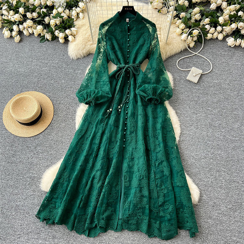 📢📢50 % Rabatt!! ⏰Vintage besticktes Kleid mit Laternenärmeln